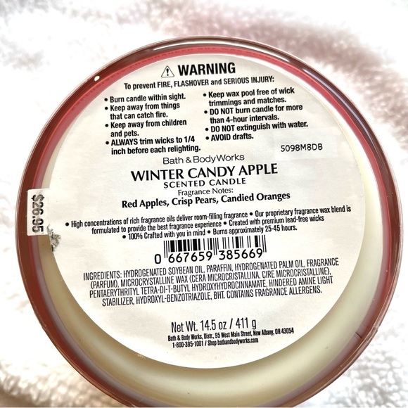 NWT Bath & Body Works 3-Wick Scented Candle – Winter Candy Apple 🍎❄️ - Picture 8 of 9